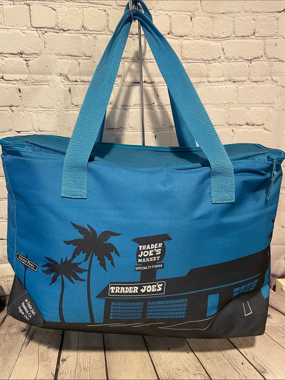 Trader Joe's Blue insulated Duffel Tote Bag